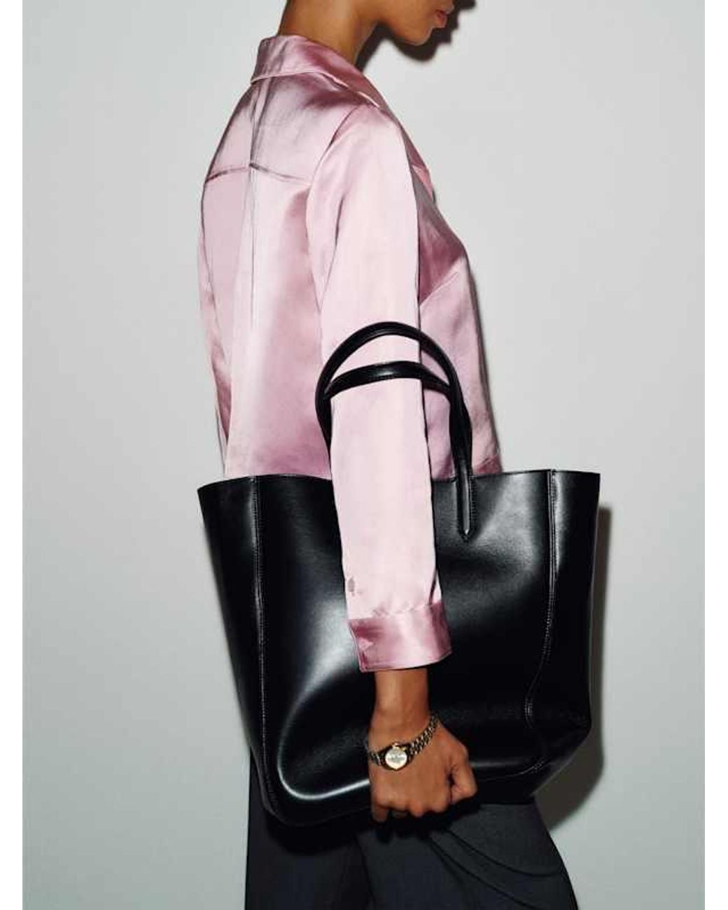 Reformation Black Paloma North South Tote Leather