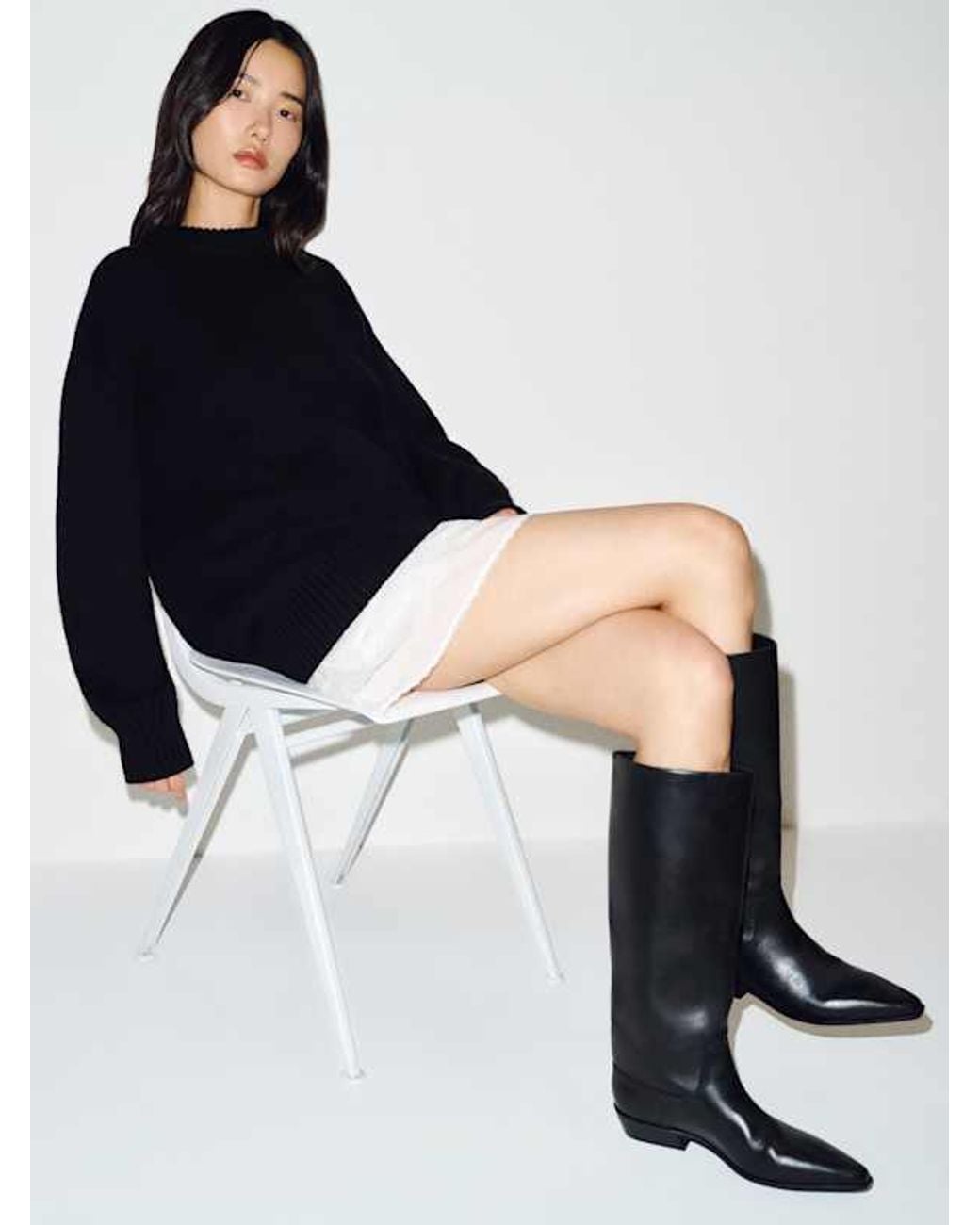 Reformation Blue Dominique Knee Boot Leather 5