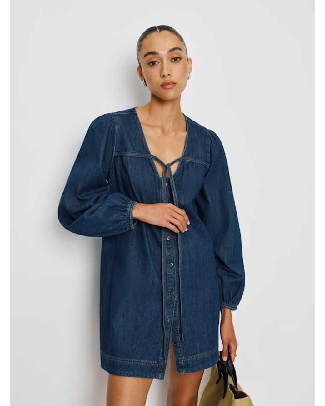 Reformation Blue Elowen Denim Mini Dress