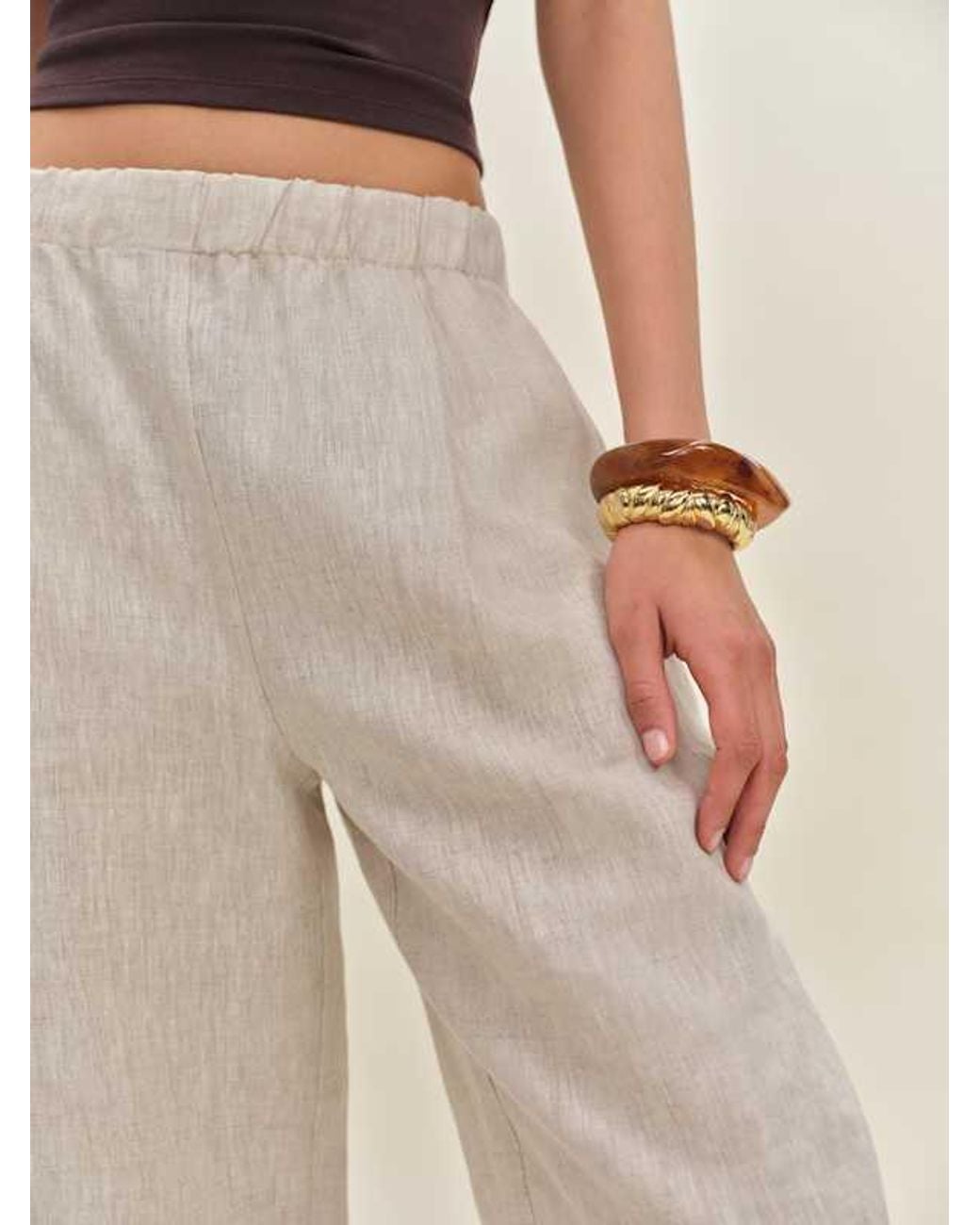 Reformation Natural Fernando Linen Wide Leg Pant