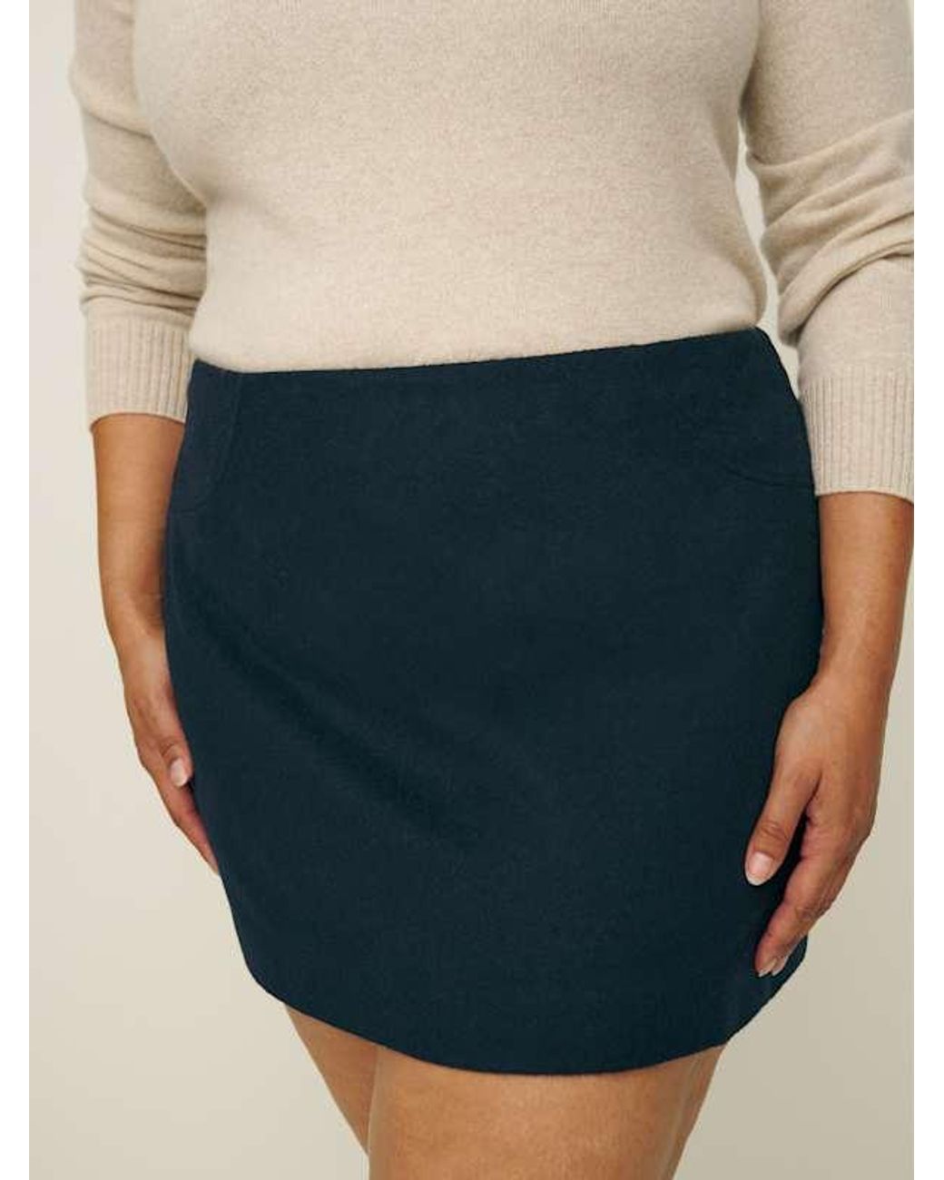 Reformation Blue Mid-Rise Buxton Mini Skirt