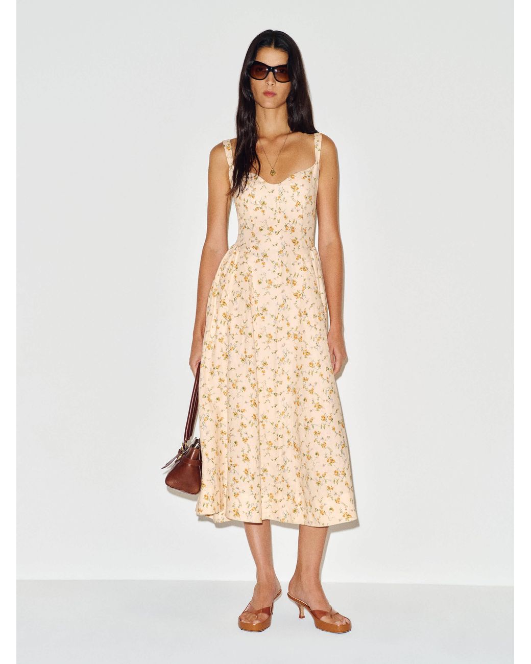 Reformation Natural Birdie Linen Dress 0