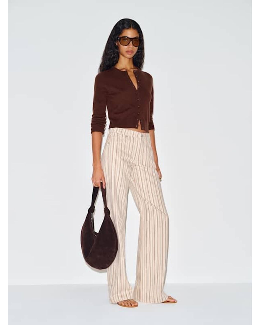 Reformation Brown Caspia Cashmere Cropped Cardigan