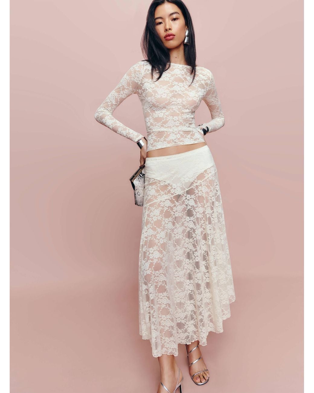 Reformation White Mirabelle Knit Skirt
