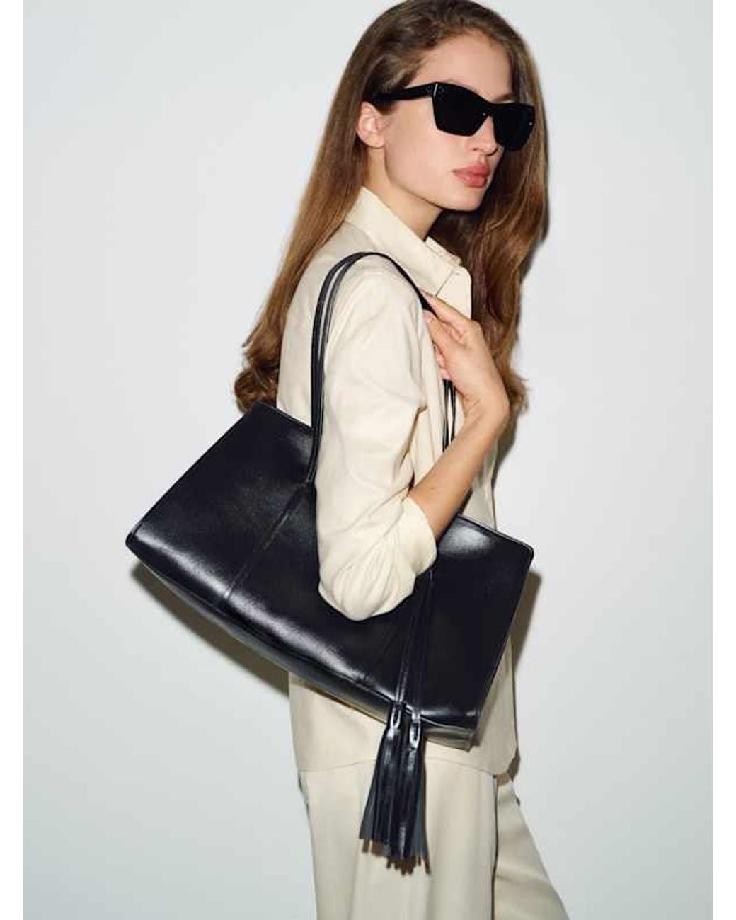 Reformation Black Elena Tote Bag Leather