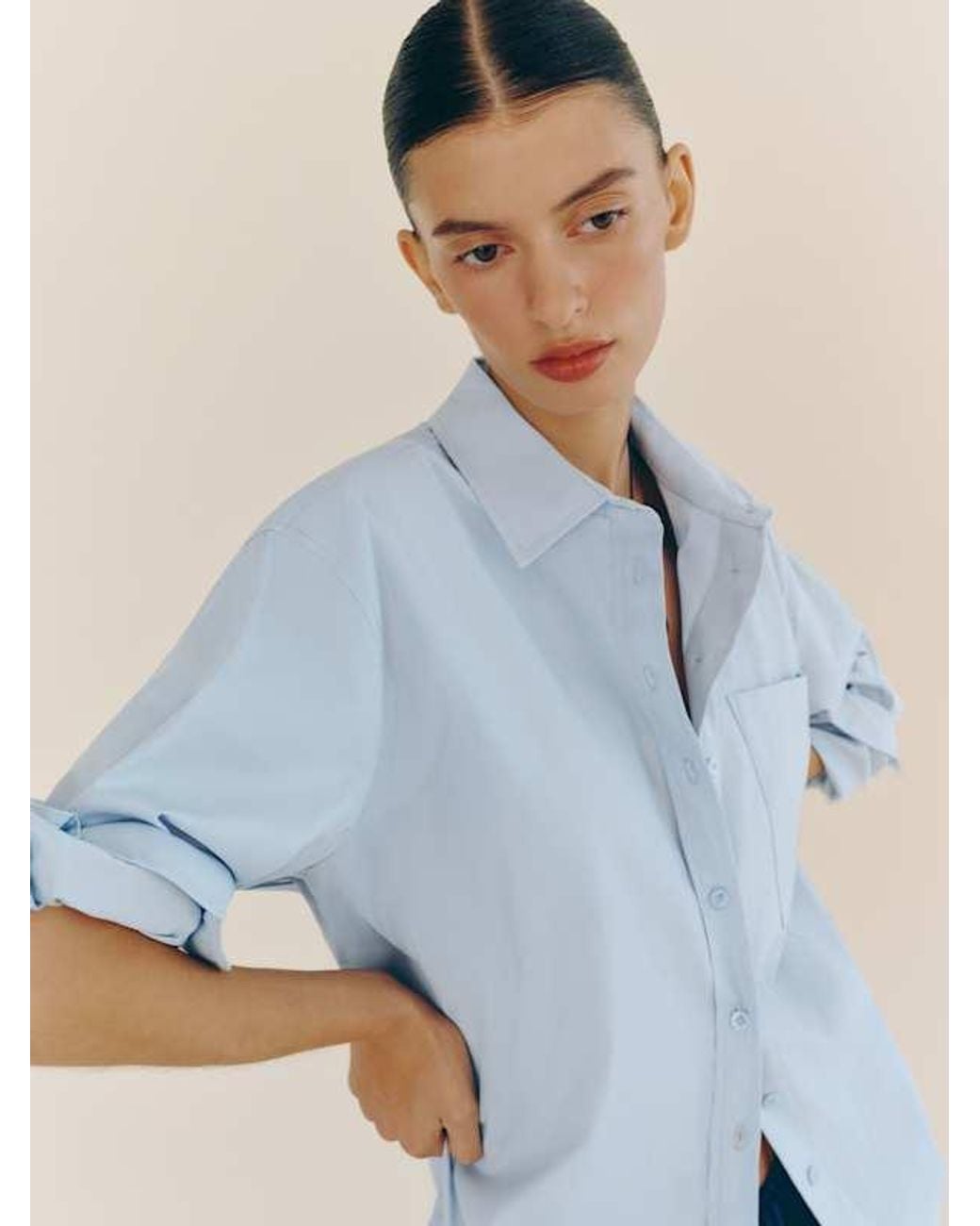 Reformation Blue Eli Oversized Shirt