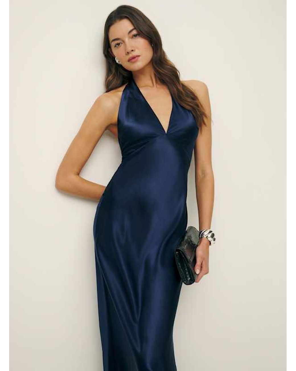 Reformation Blue Daniela Silk Dress 0