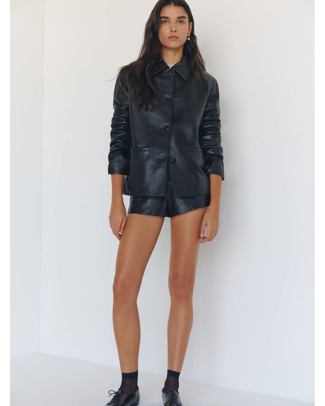 Reformation Blue Veda Remi Leather Jacket Leather