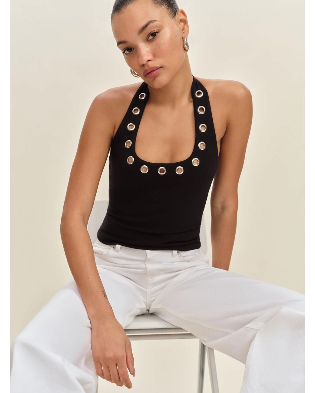 Reformation Black Sonny Knit Top