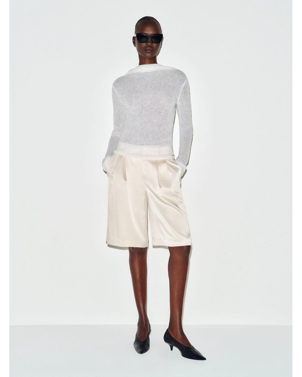 Reformation White Mirelle Sweater
