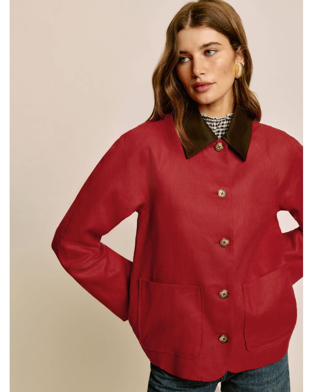 Reformation Lila Linen Jacket in Red | Lyst
