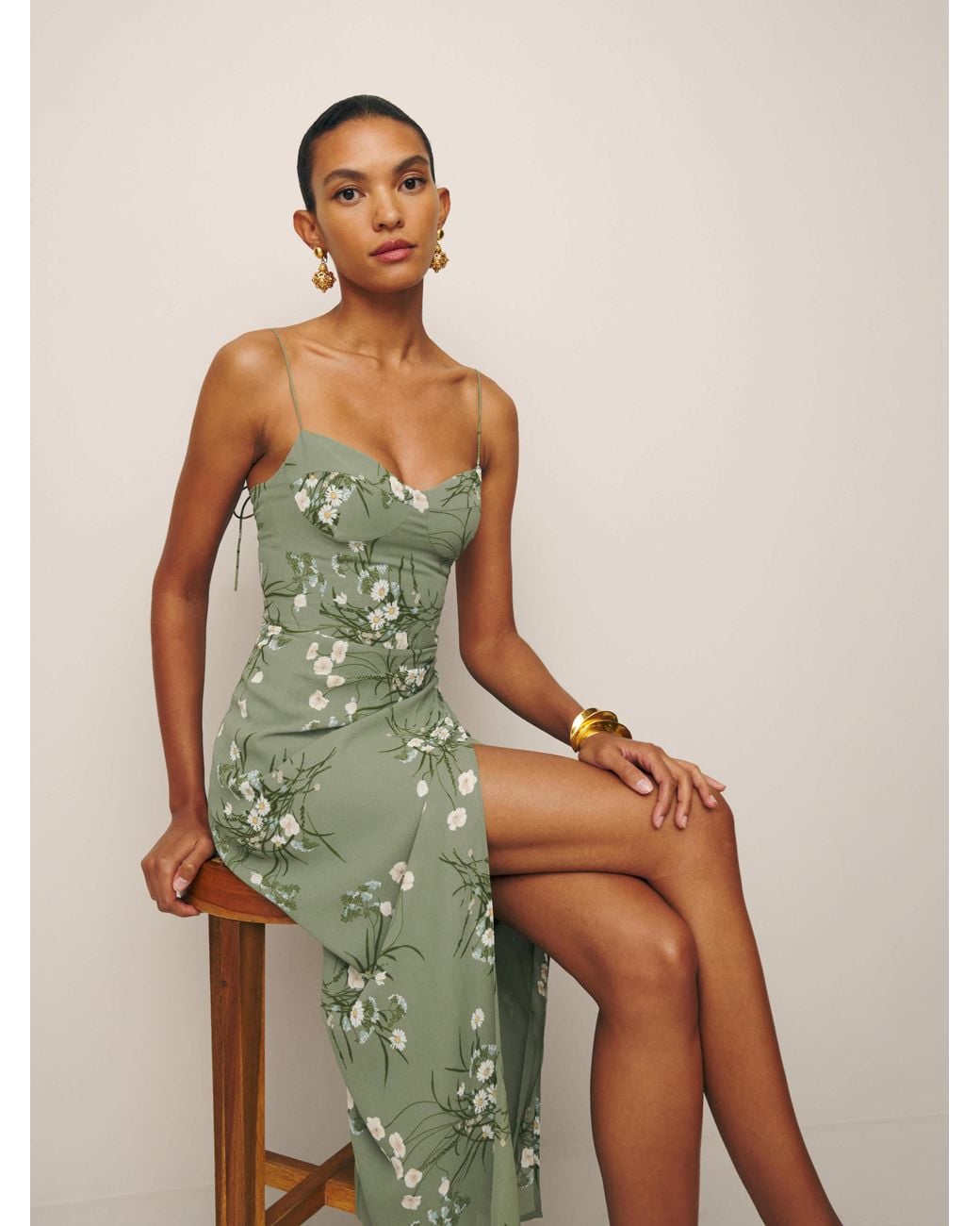 reformation kourtney dress 6054623 high slit Kourtney Dress by Reformation |