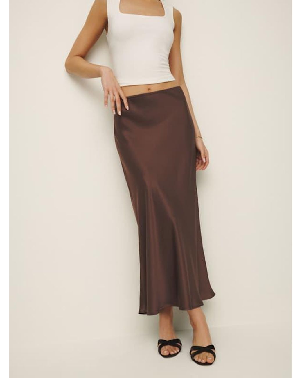 Reformation Natural Petites Layla Silk Skirt 6P
