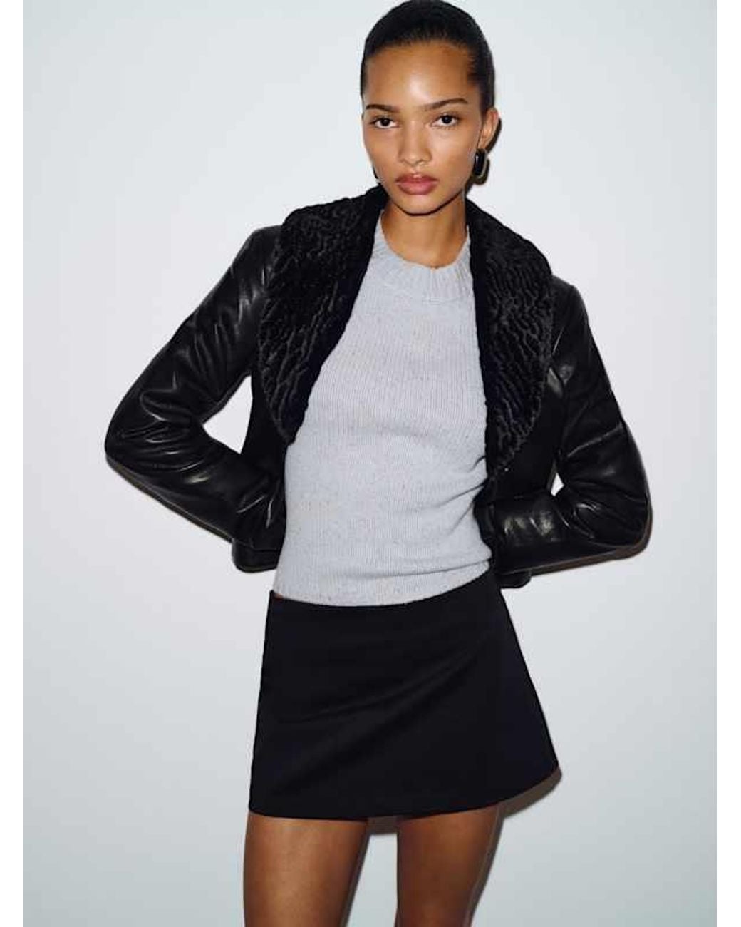 Reformation Black Carla Low Waist Skort 0