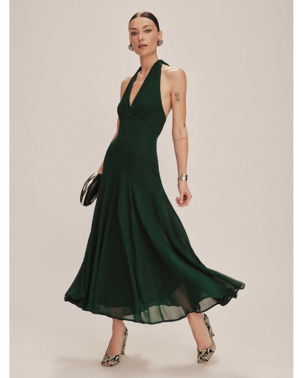 Reformation Green Briony Dress 0