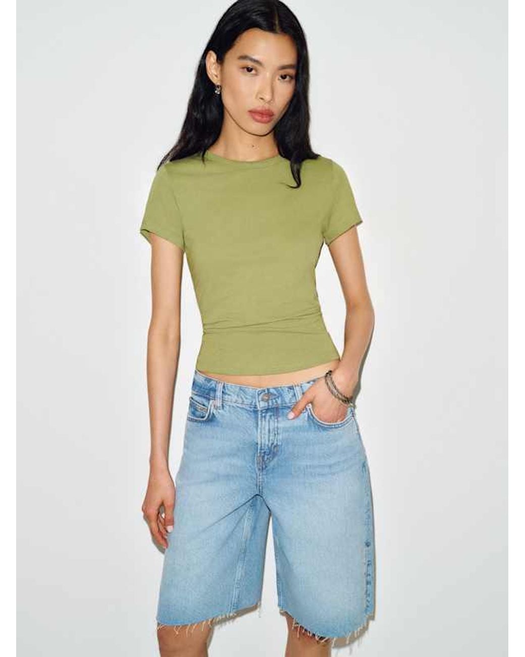 Reformation Blue Max Slim T-Shirt Bean