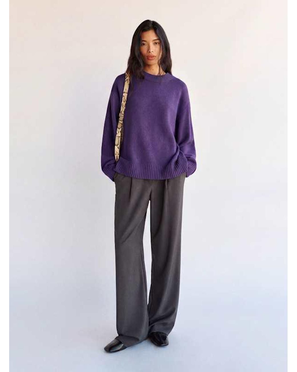 Reformation Purple Cove Cashmere Oversized Crew Sweater