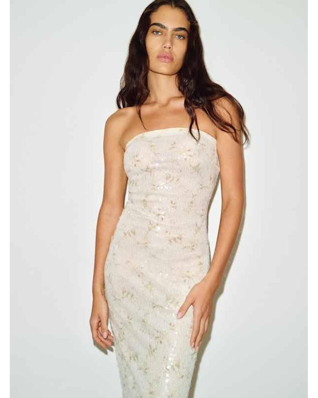 Reformation Gray Ellison Knit Dress Sequin