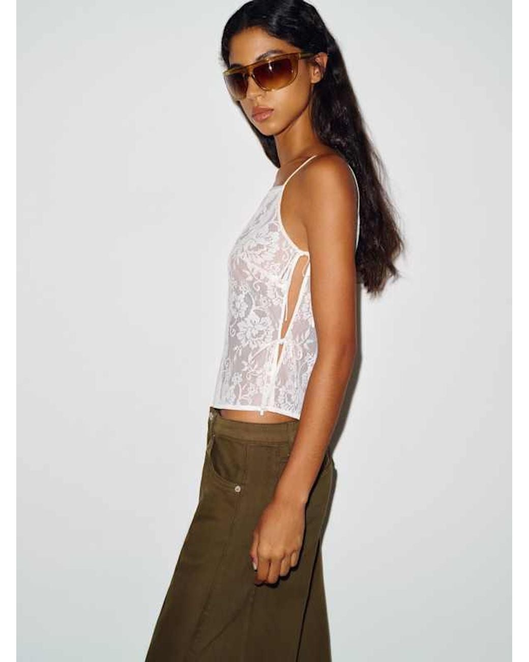 Reformation White Iman Top Lace