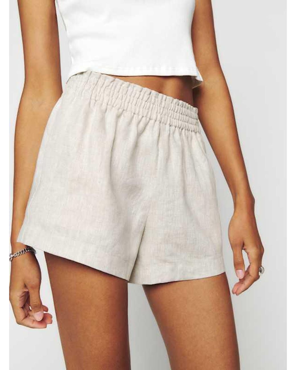 Reformation White Mila Linen Short