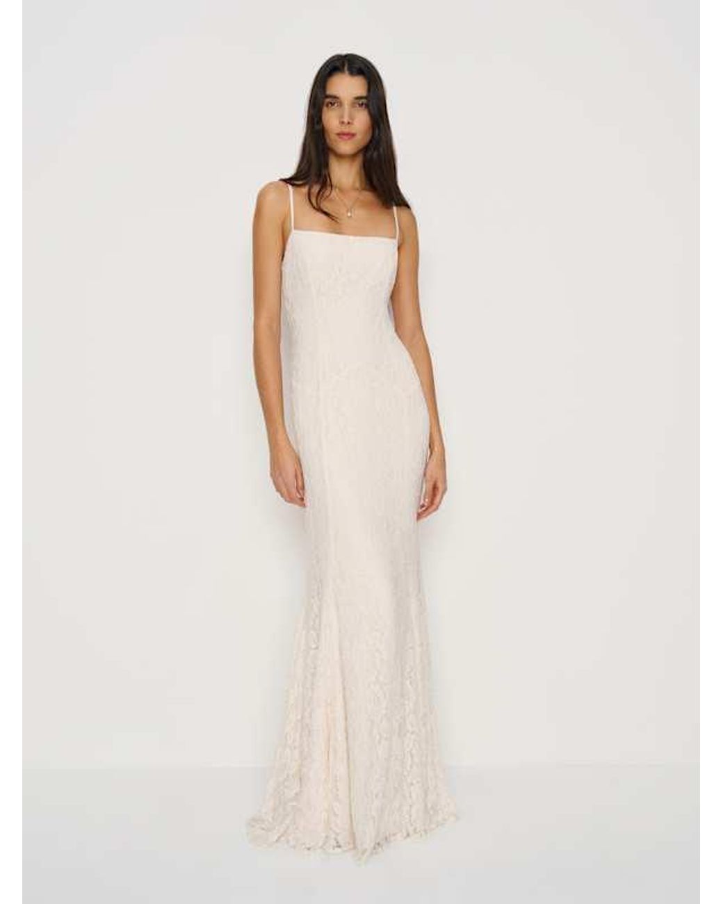 Reformation Fae Dress Lace 0 in Natural | Lyst