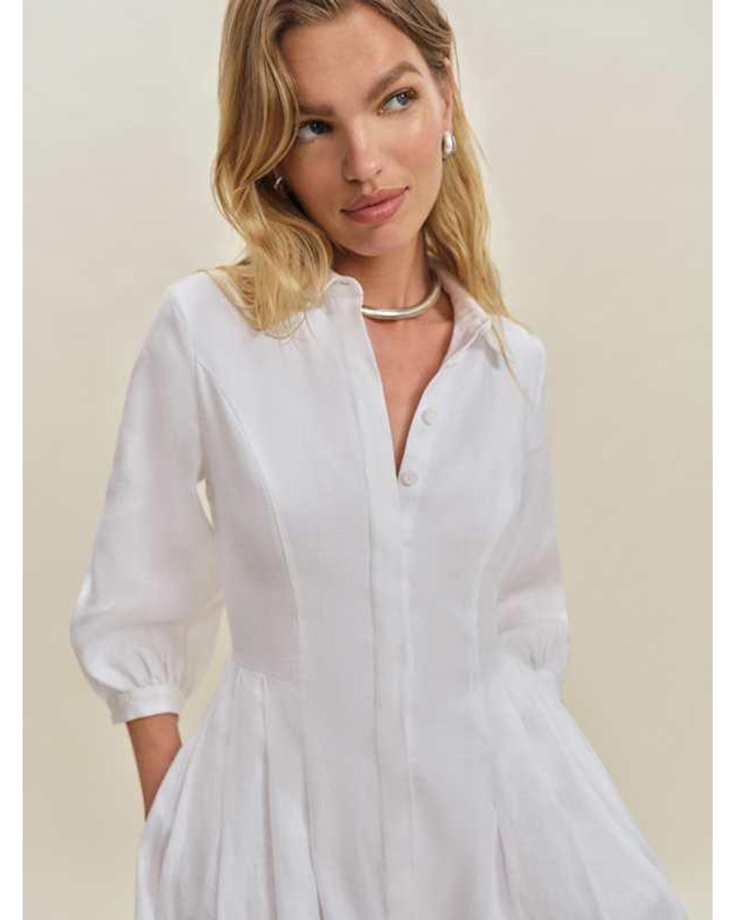 Reformation Tara Linen Dress 2 in Natural | Lyst Reformation Tara Linen Dress 2 in Natural | Lyst