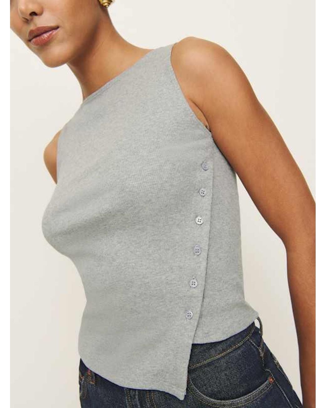 Reformation Gray Hudson Knit Top Heather