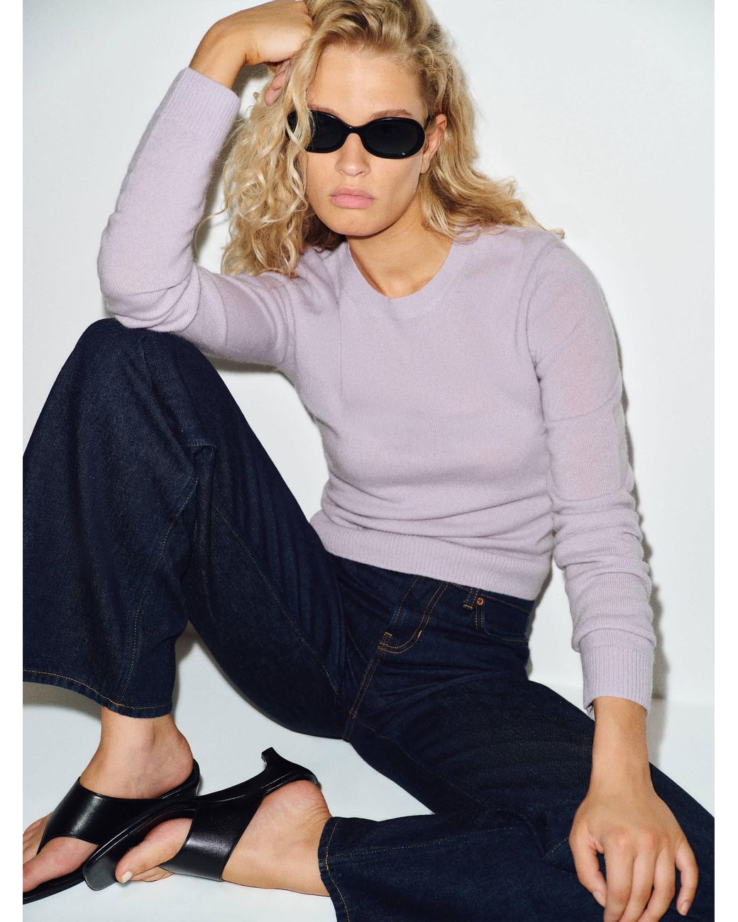Reformation Purple Lian Cashmere Crew Sweater
