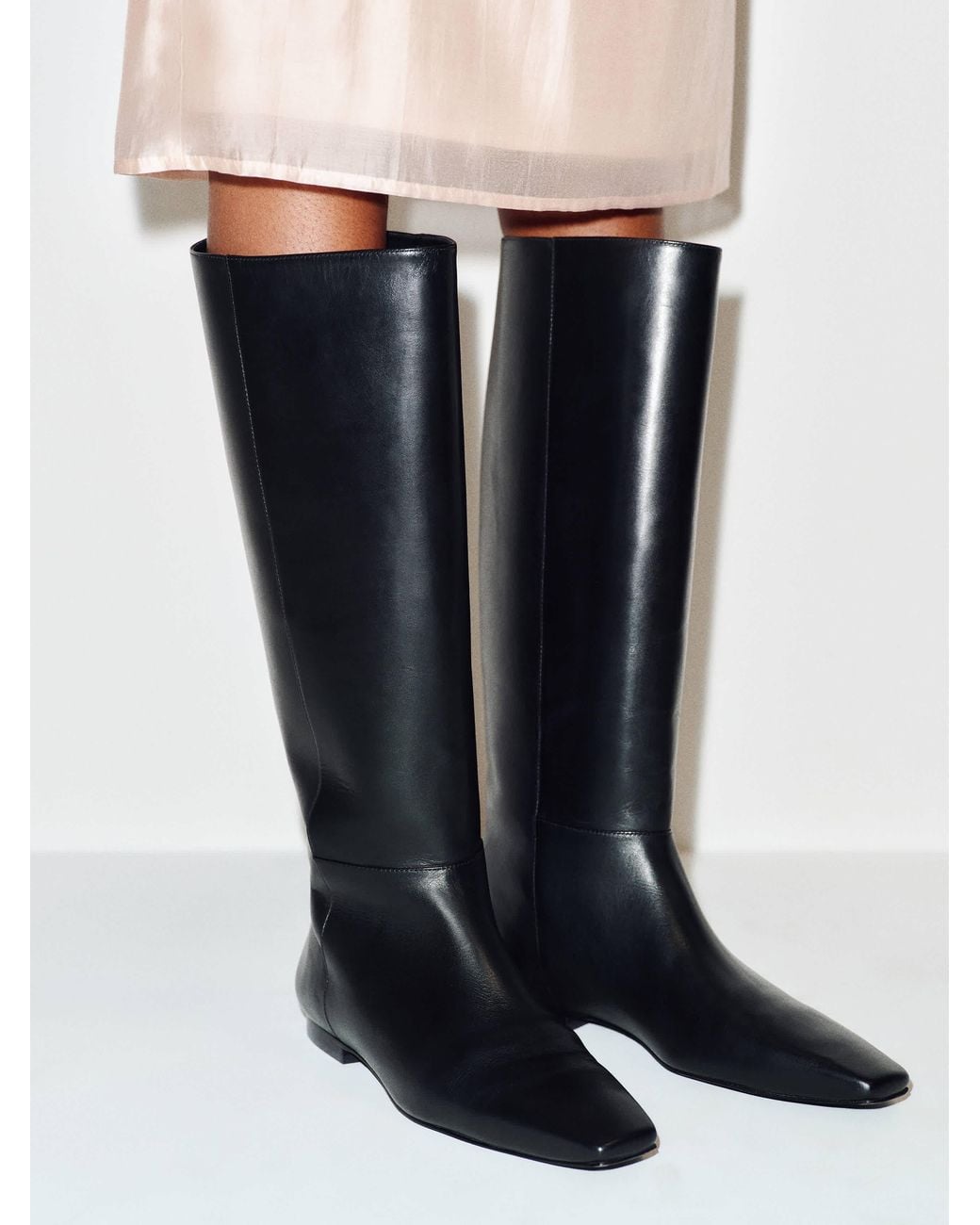 Reformation Blue Remy Flat Knee Boot Leather 5