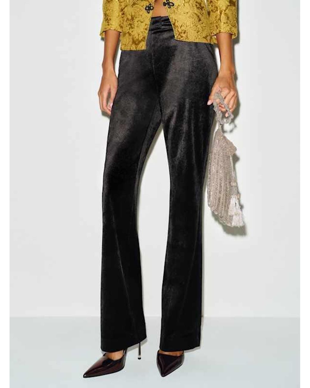 Reformation Black Oliver Low Rise Velvet Pant 0