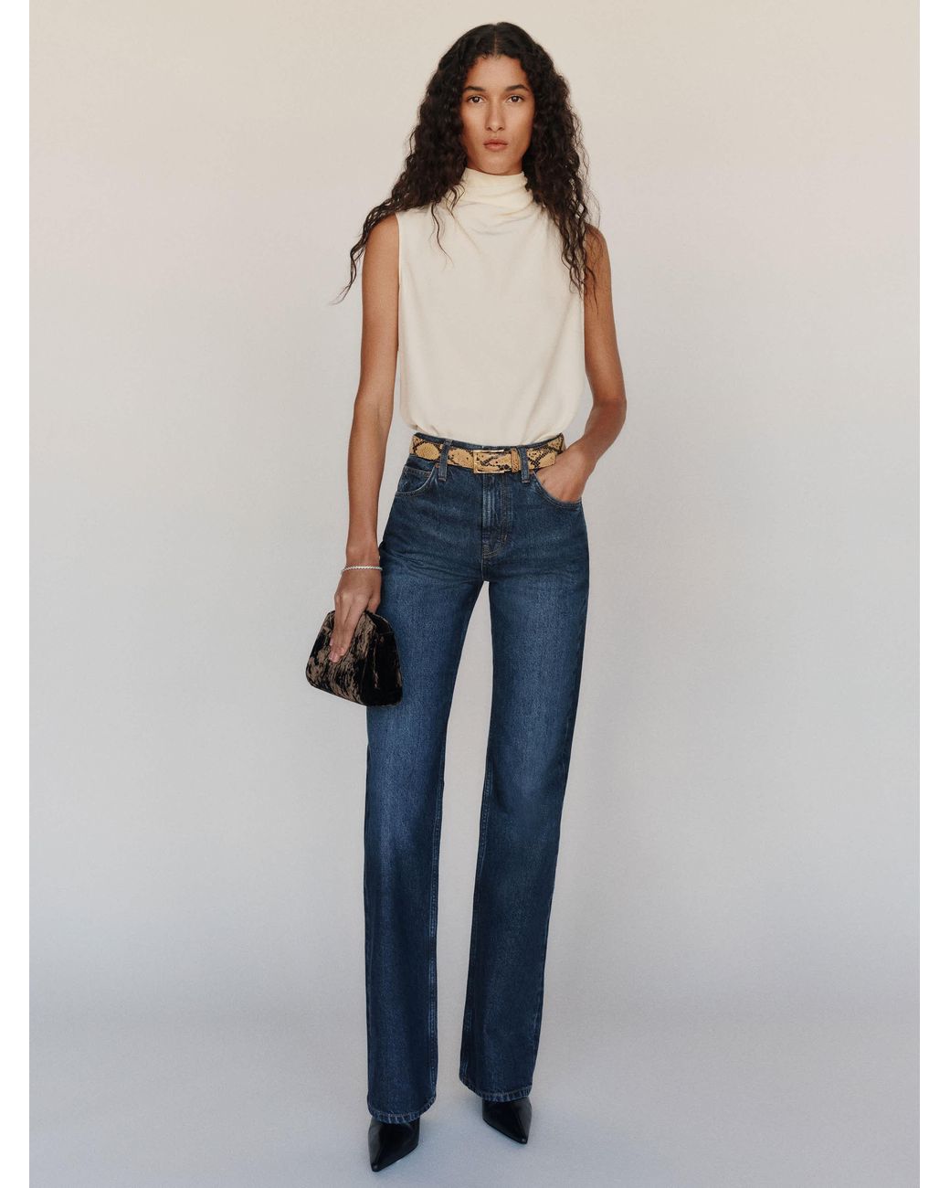 Reformation Blue Loli High Rise Bootcut Jeans Denim