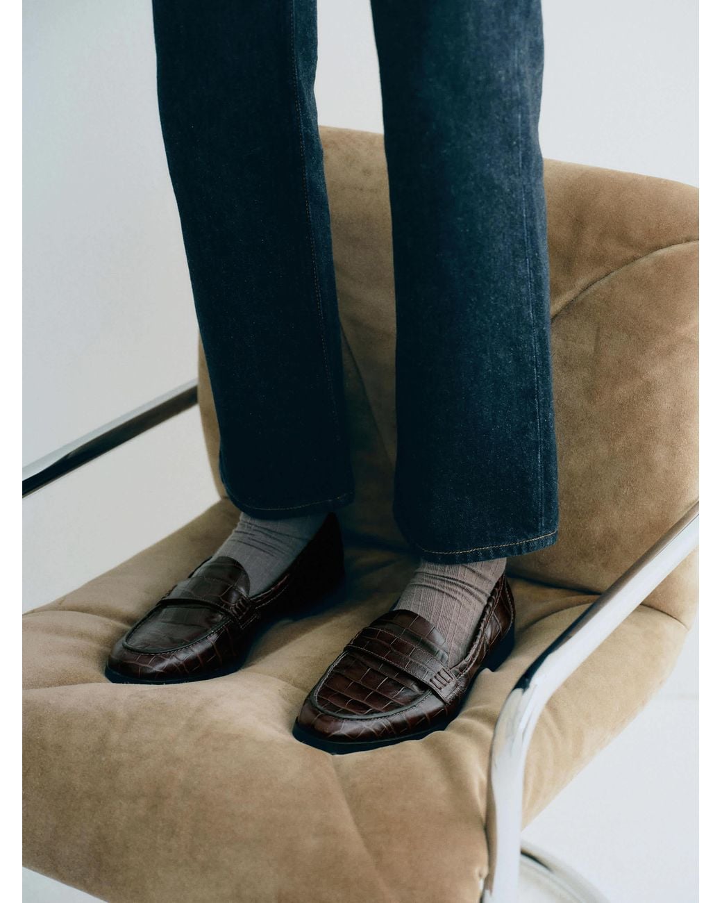 Reformation Blue Kaylee Loafer 5