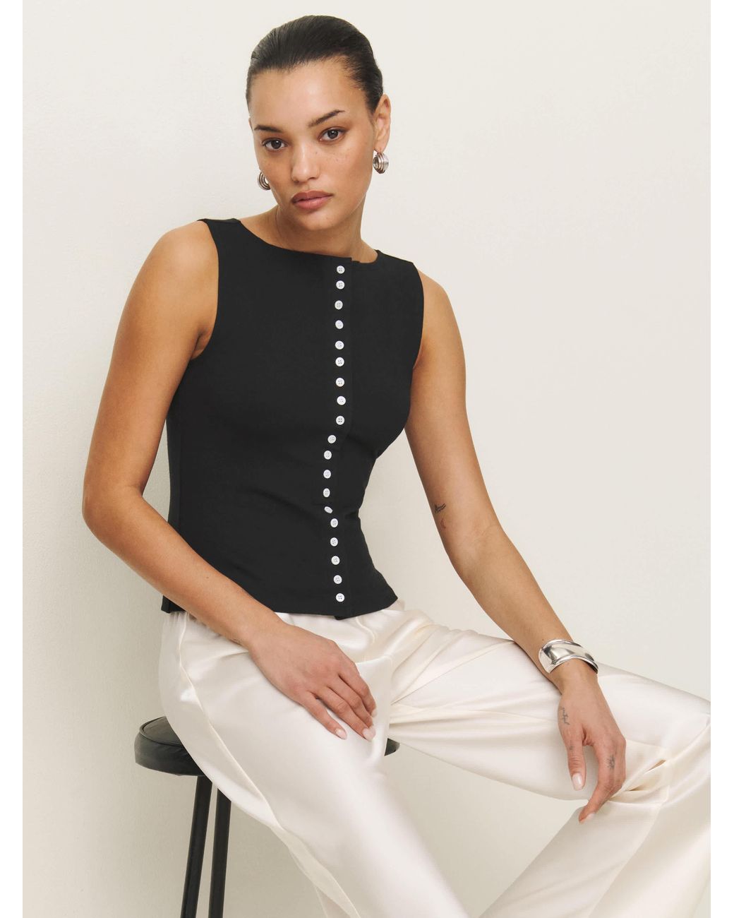 トップス REFORMATION Kemmy Black Top Reformation Maison Knit Top | Shopbop