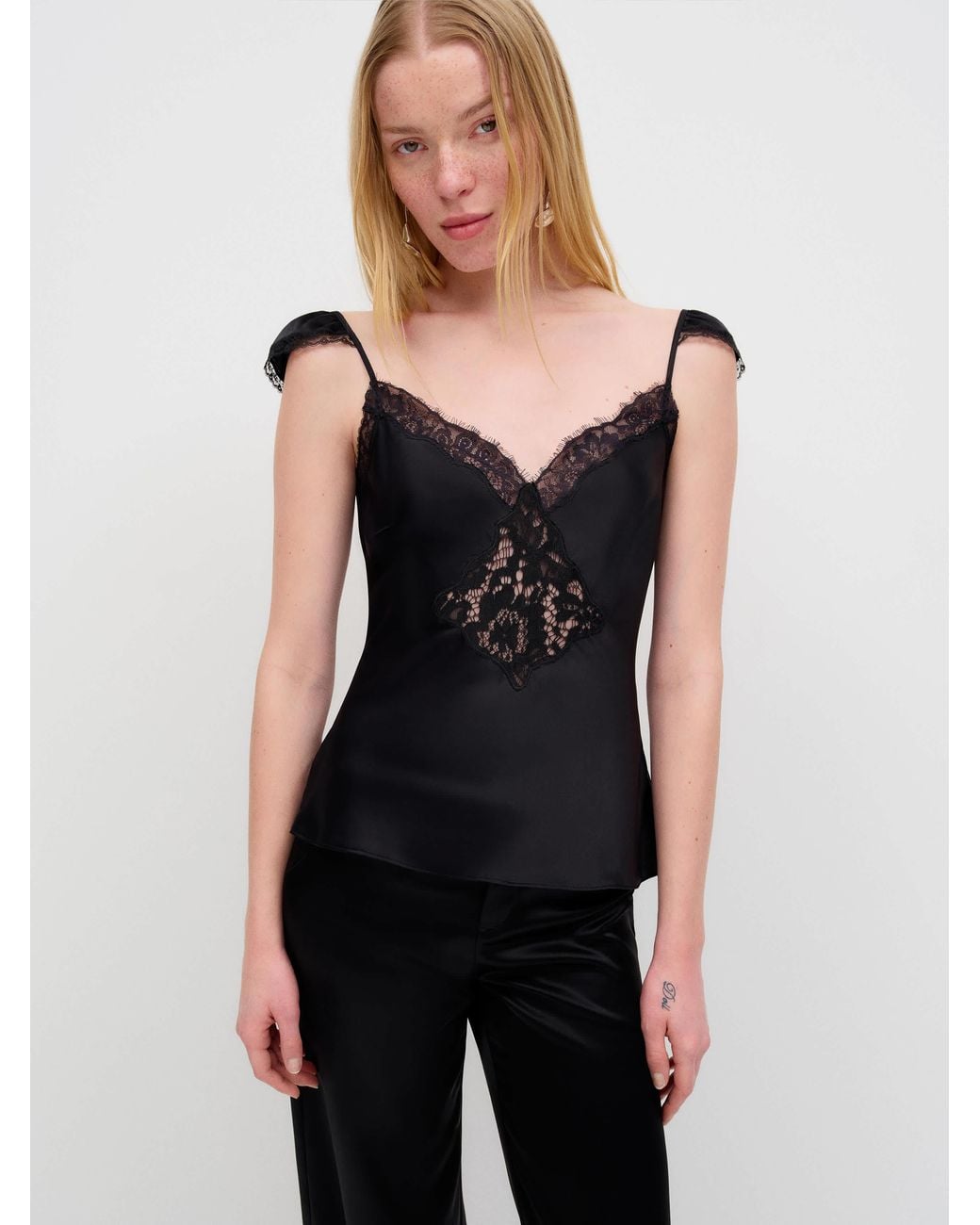 Reformation Black Serafina Silk Top 10