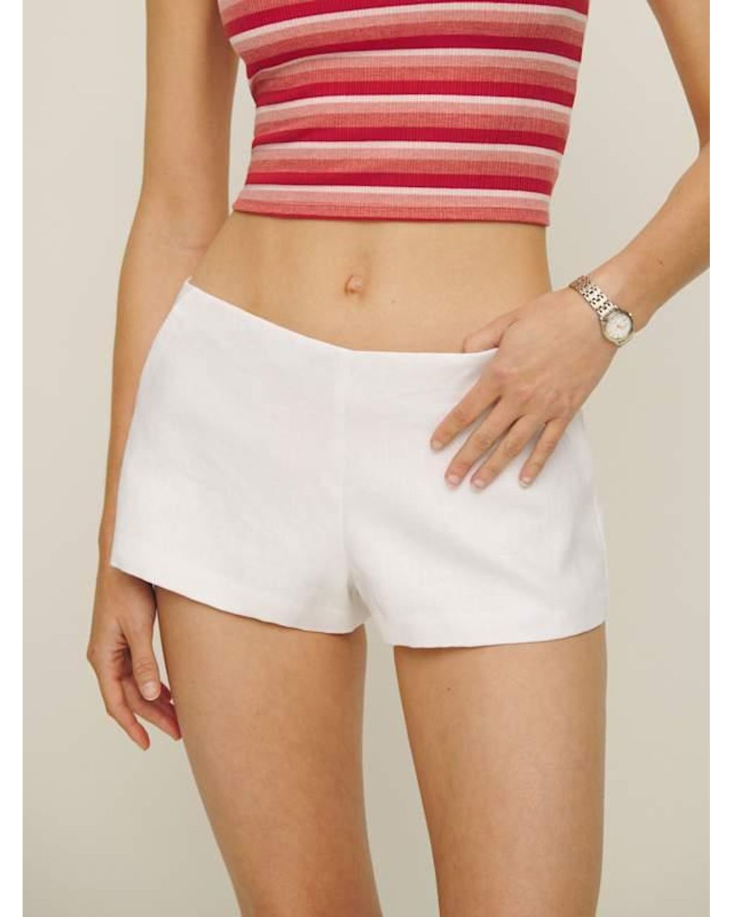 Reformation Pink June Low Rise Linen Short 2
