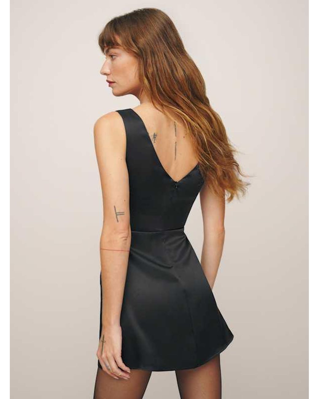 zenni satin dress Reformation Zenni Satin Dress in Natural