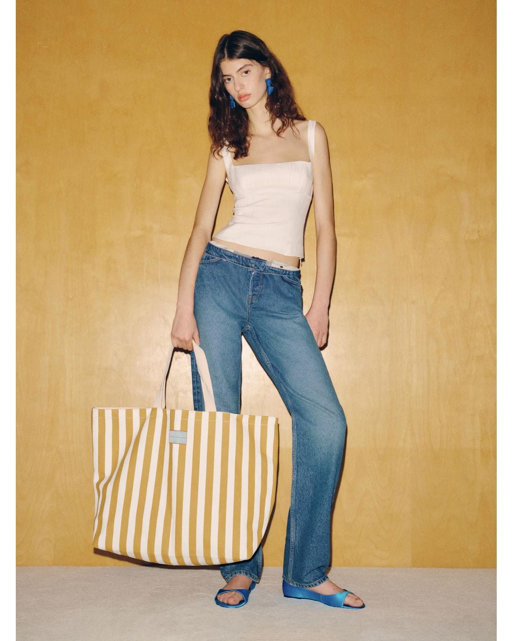Reformation Blue Grow Tote Stripe Canvas