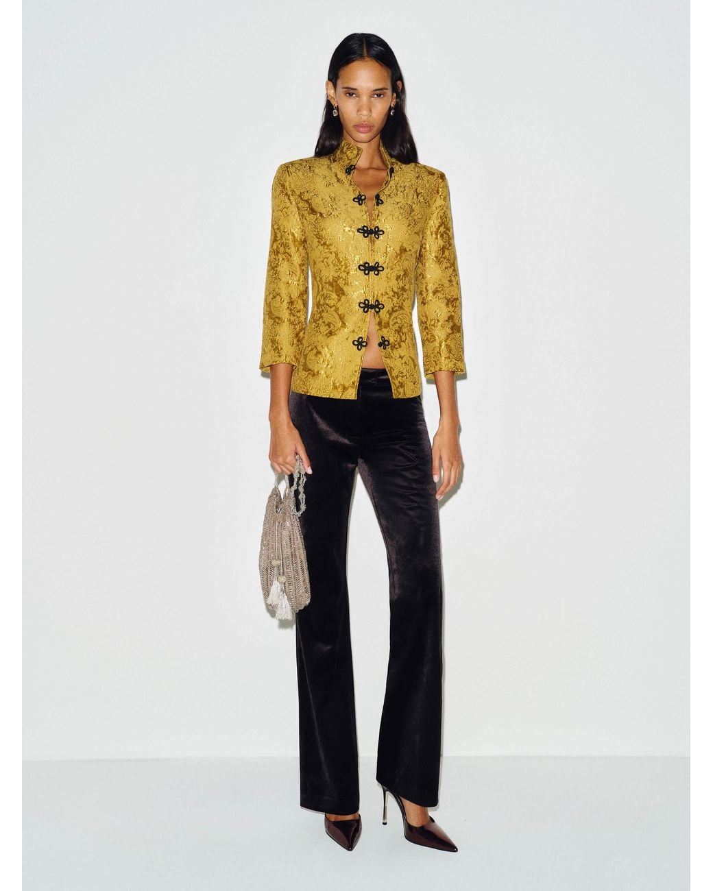Reformation Black Oliver Low Rise Velvet Pant 0