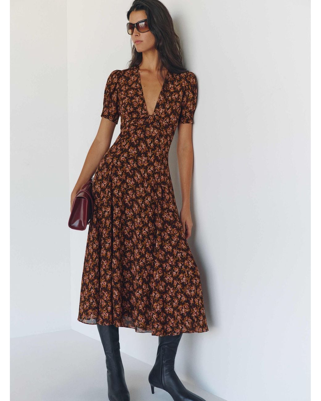 Reformation Brown Deja Dress