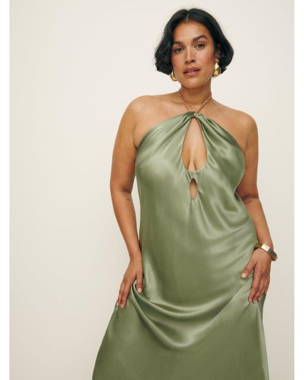 Reformation Yesenia Silk Dress Es in Green | Lyst Reformation Yesenia Silk Dress Es in Green | Lyst