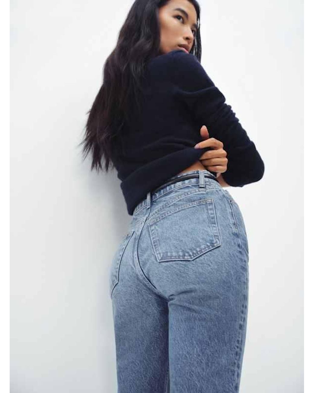 Reformation Blue Cynthia High Rise Straight Cropped Jeans
