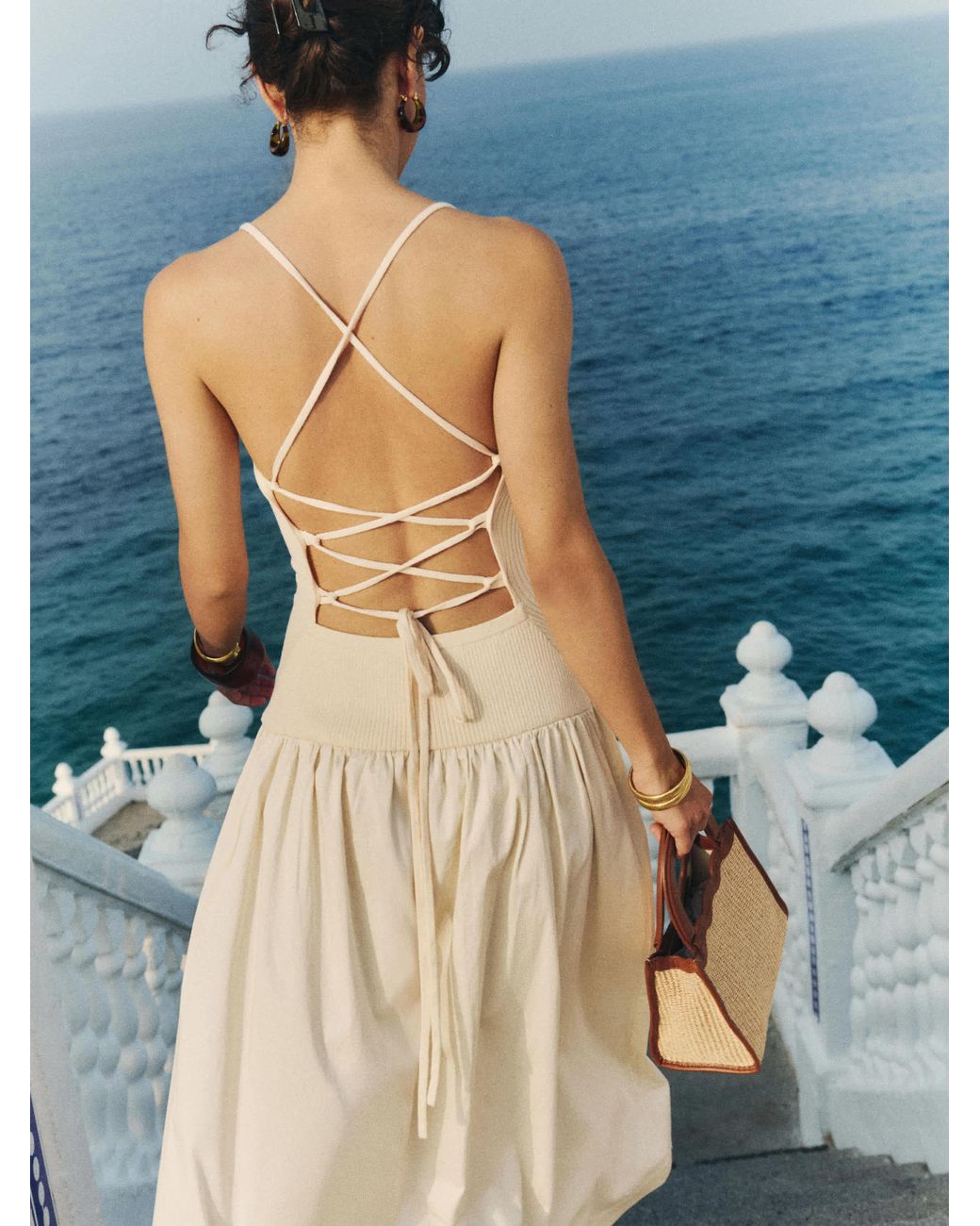 cream.maxi dress LSPACE Row Maxi Featuring a square neckline within 24hours-1 New without Tags - Color:Black & Sky Captain Combo