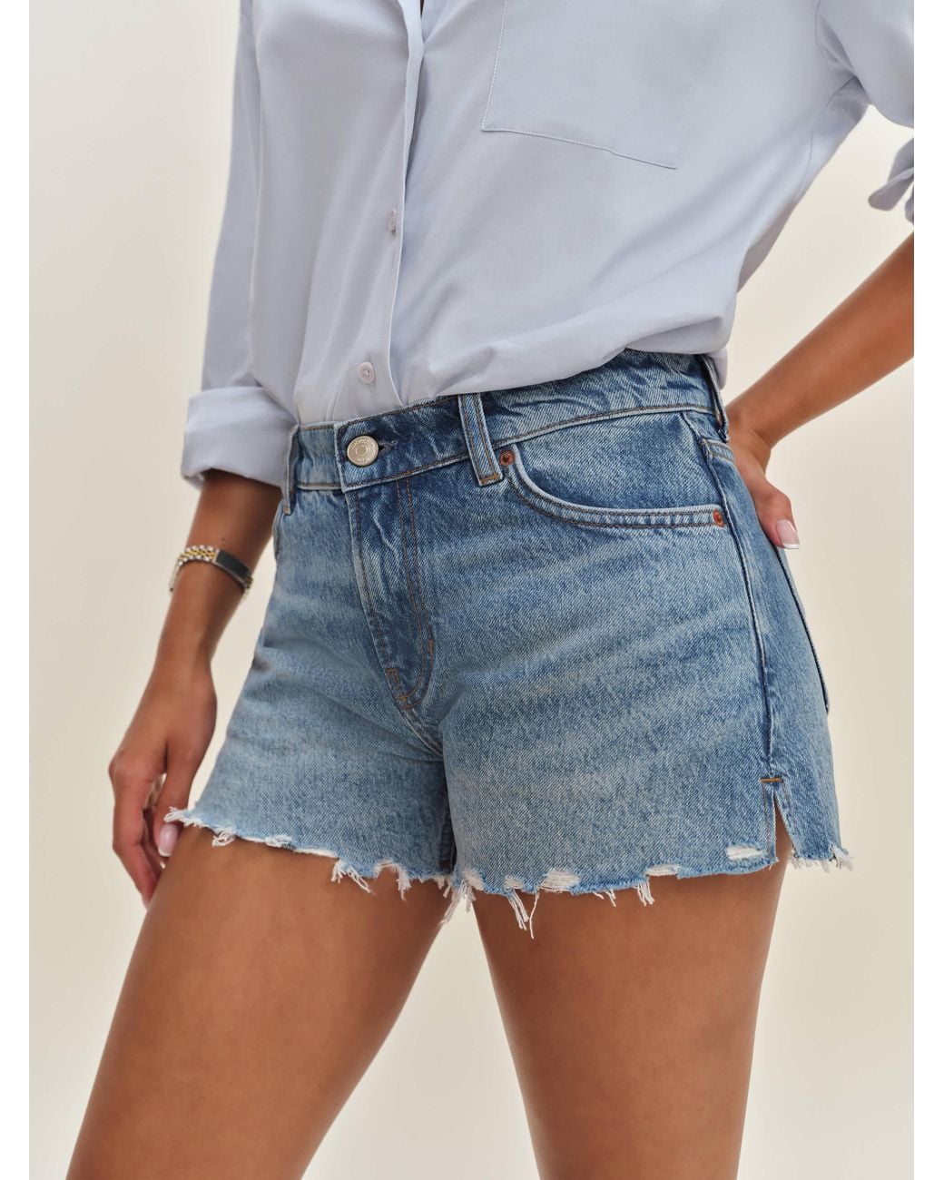 Reformation Blue Sutton Low Rise 2.5? Slouchy Jean Shorts
