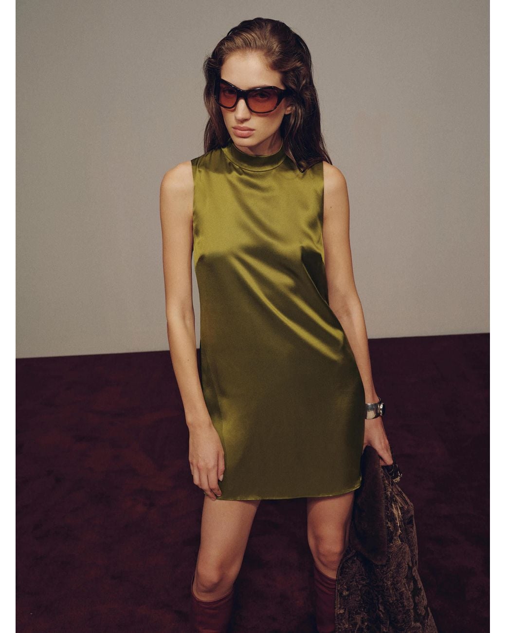 Reformation Green Lantana Silk Dress