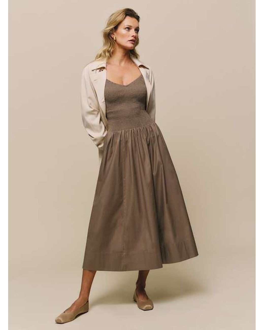reformation sariah midi dress Reformation Sariah Dress in Natural