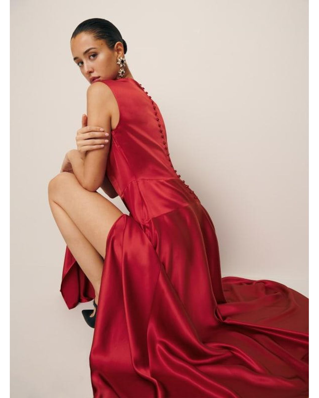evangeline silk dress reformation Reformation Evangeline Silk Dress - Sangre
