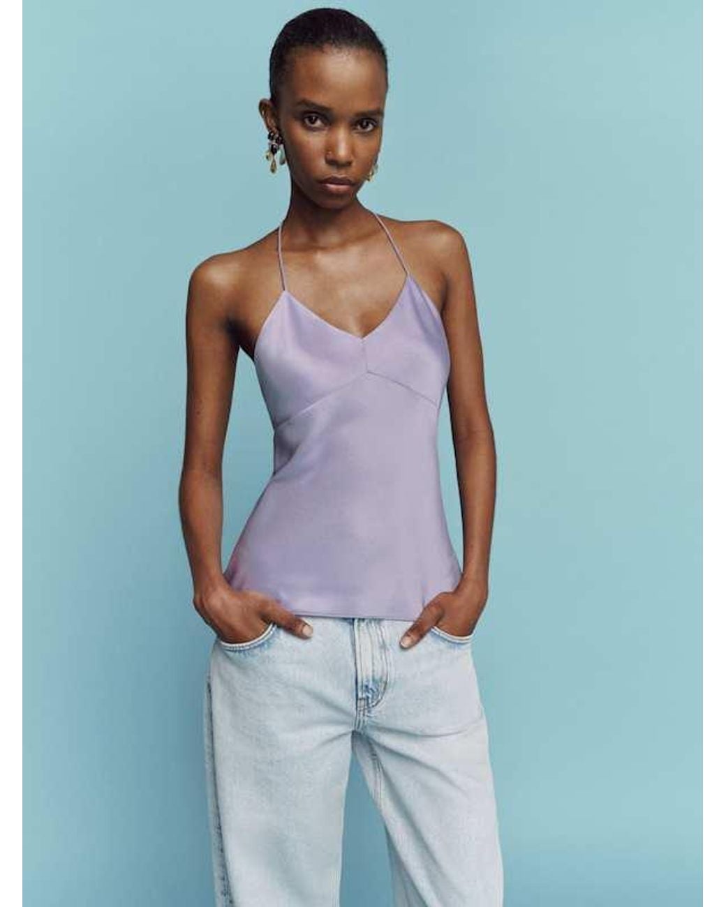 Reformation Blue Natasia Top