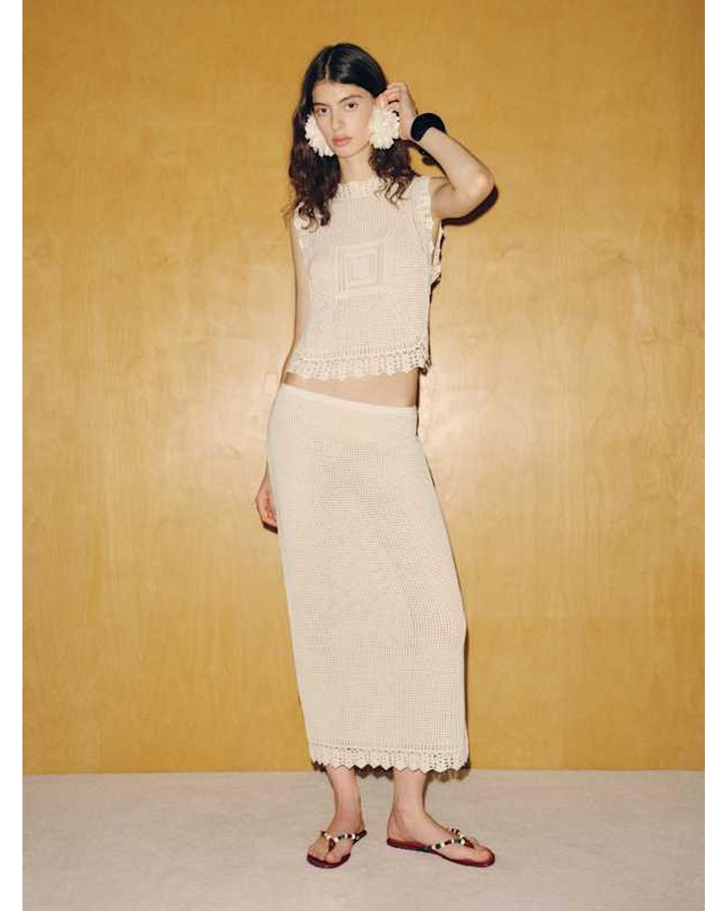 Reformation Black Lassoff Crochet Tank Top
