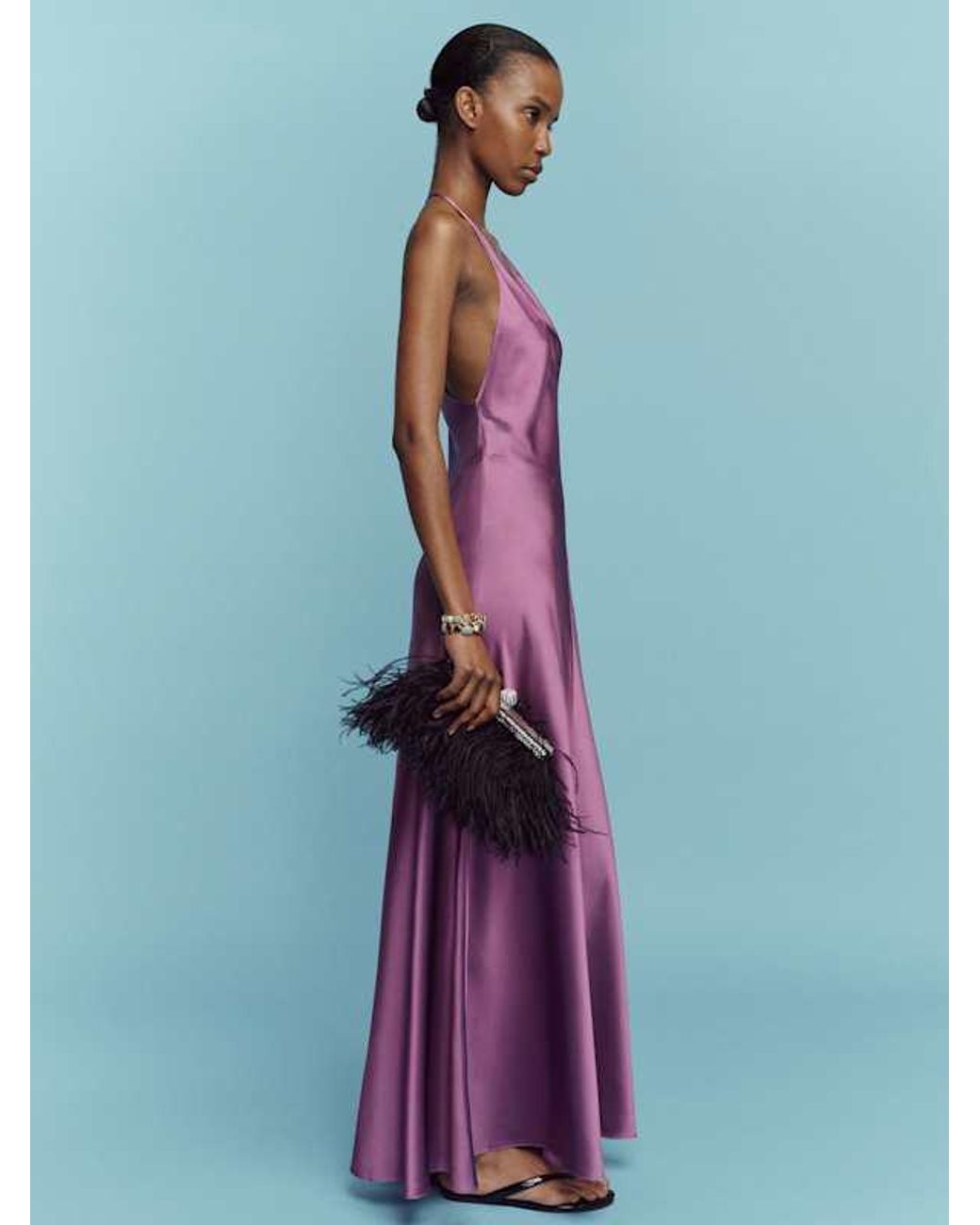 Reformation Blue Lara Silk Dress