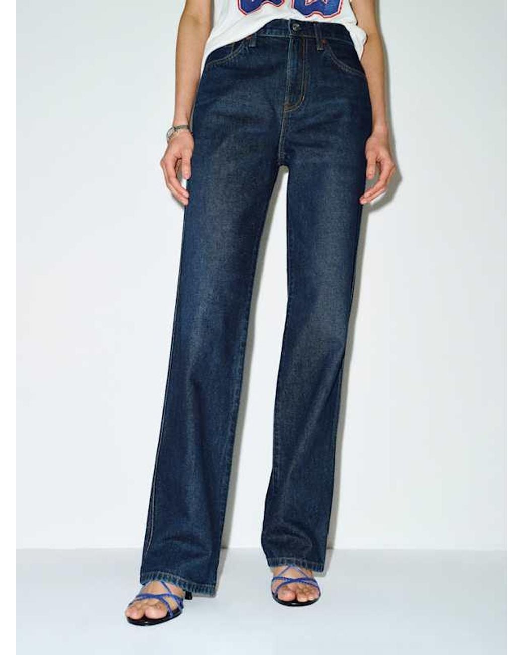 Reformation Blue Val 90S Mid Rise Straight Jeans Denim